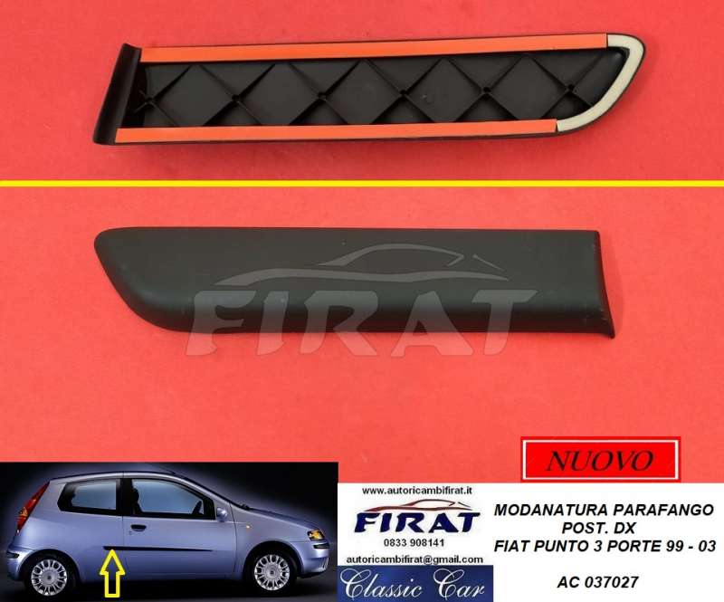 MODANATURA PARAFANGO FIAT PUNTO 3P 99-03 POST.DX (037027)
